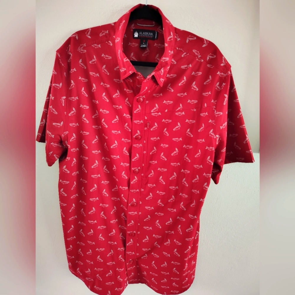 Alaskan Hard Gear Red Casual Snap Shirt Size Large By Duluth Trading Co